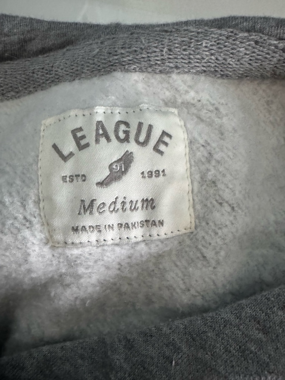 League Women's Gray Yale Crewneck Sweatshirt with Navy Crest - Picture 3 of 3